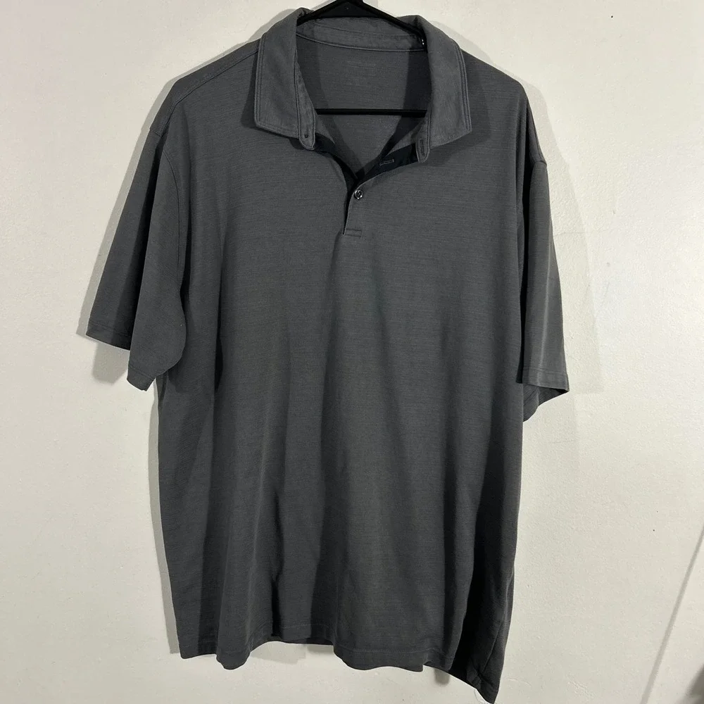 Banana Republic Polo Mens XL Gray Good Luxury-Touch Textured Golf Shirt Casual